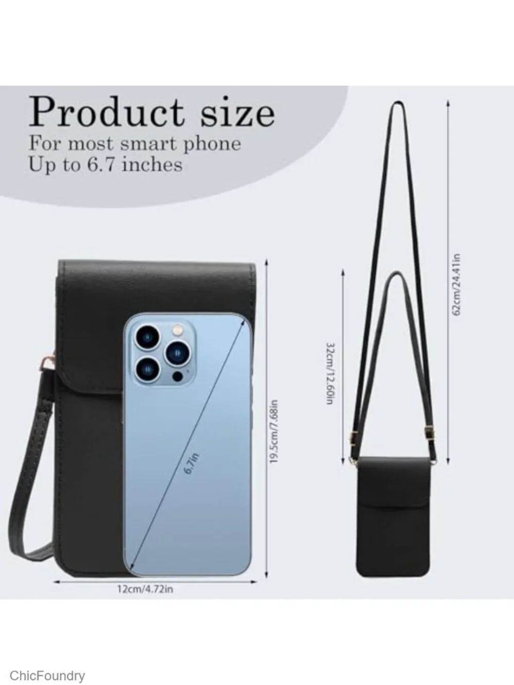 Leather Small Crossbody Bag with Touchscreen Window for Women